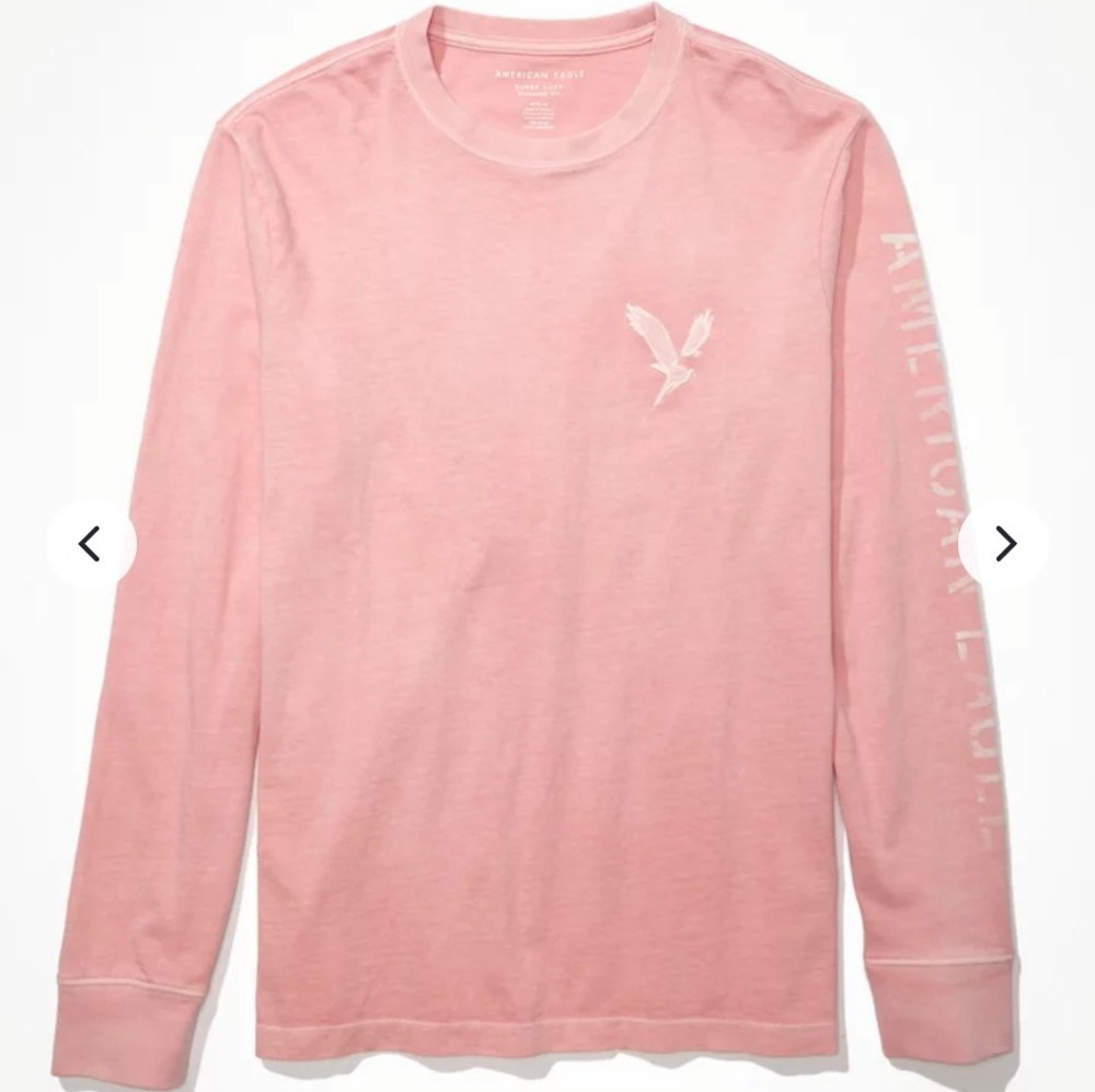 American Eagle Outfitters super soft long-sleeve graphic T-shirt in blush pink